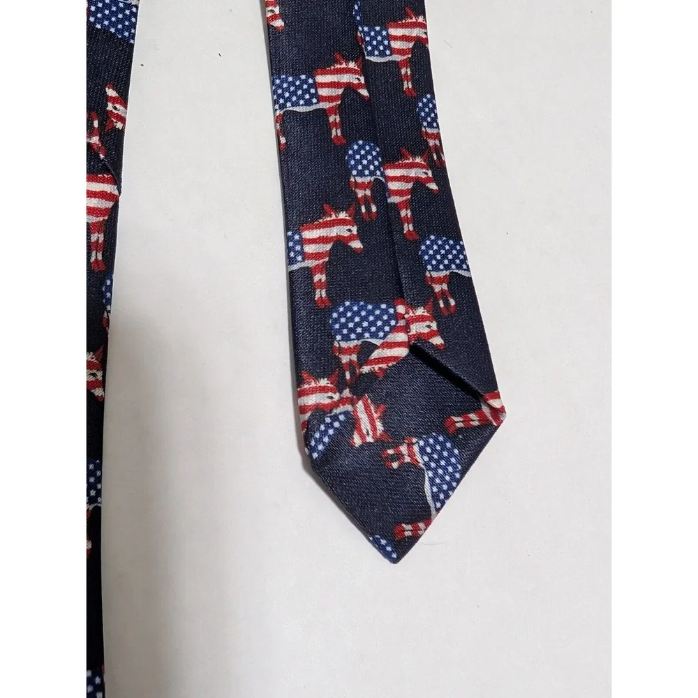 Rene Chagal Tie Handmade Donkeys Red White And Blue Democrat‎ Patriotic American - Picture 5 of 7